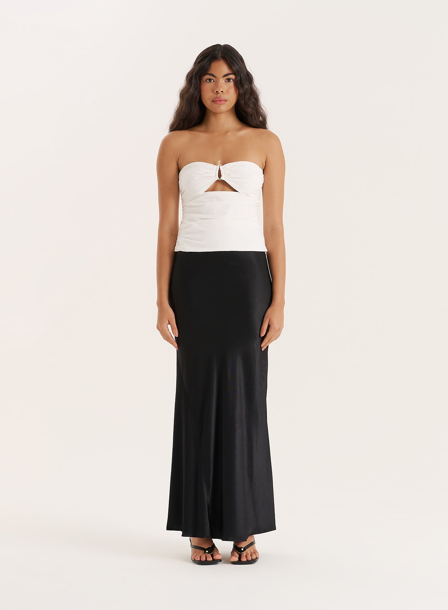 White Cut Out Gold Hardware Bandeau Top